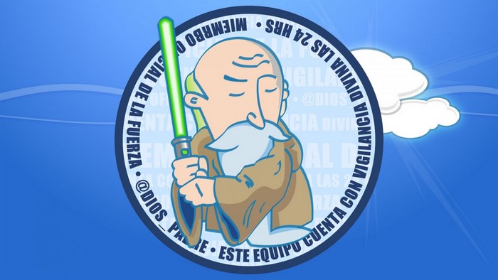 Dios Padre with Lightsaber Logo