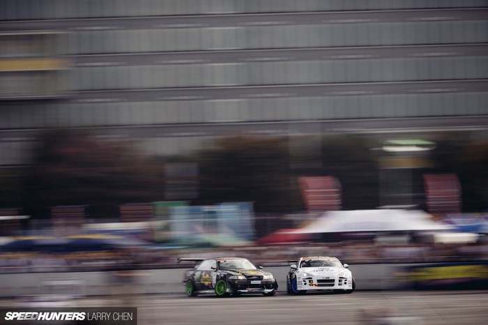 Two drift cars racing on a track, Speedhunters