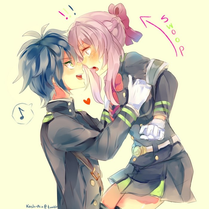 Hiiragi Shinoa and Hyakuya Yuuichirou from Owari No Seraph