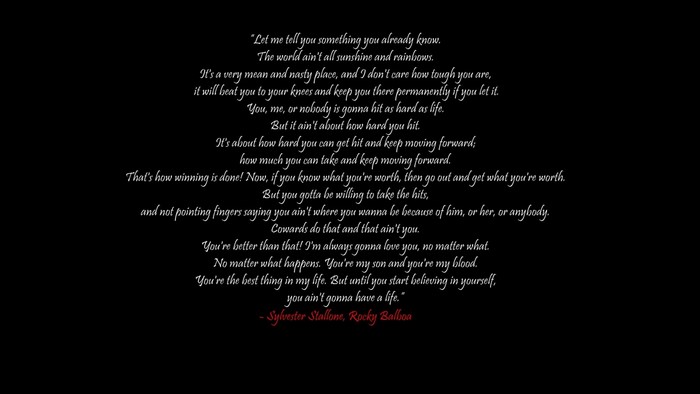 Quote from Sylvester Stallone as Rocky Balboa