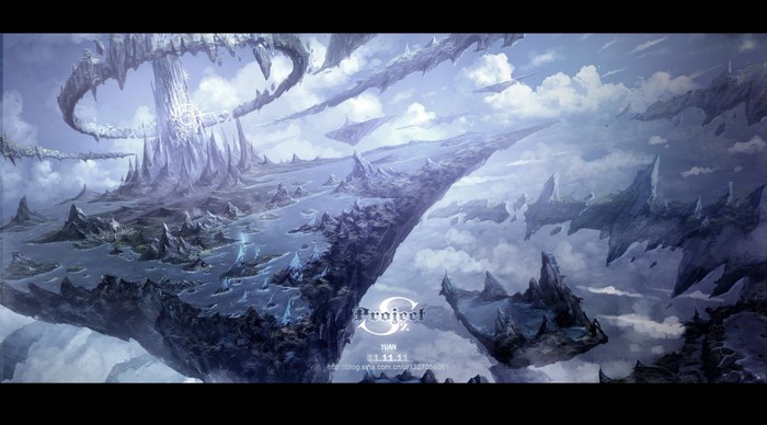 Project S Yuan concept art with floating islands
