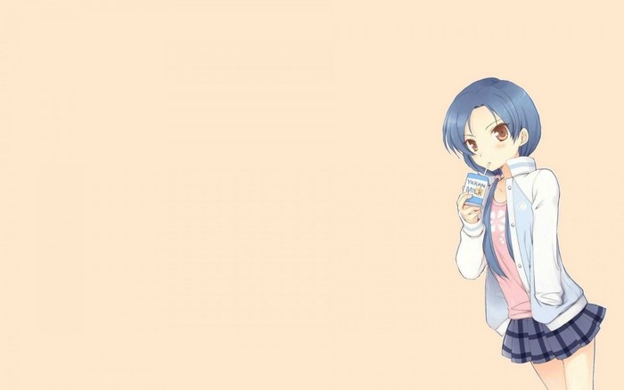 Anime girl drinking milk from a carton