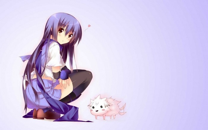 Eri Shiina from Angel Beats! with a creature