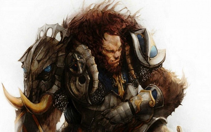 Fantasy art of a warrior with a beast