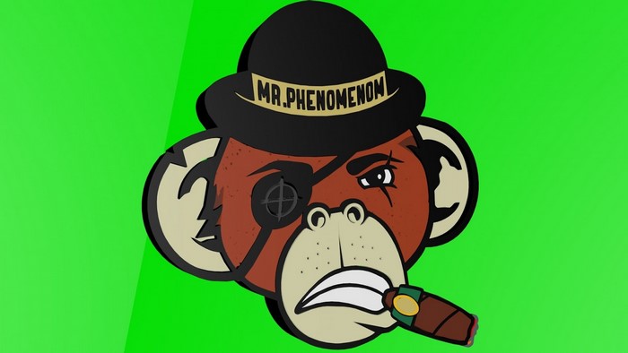 Cartoon monkey with eye patch and cigar