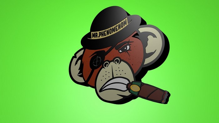 Cartoon monkey with eye patch and cigar