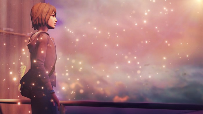 Max Caulfield from Life Is Strange looking at bokeh lights
