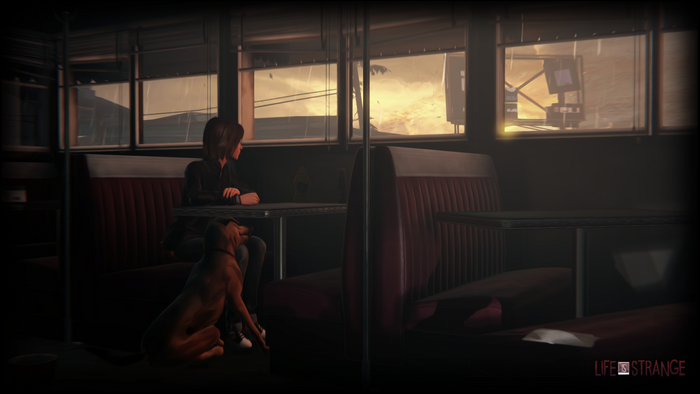 Max Caulfield from Life Is Strange with a dog