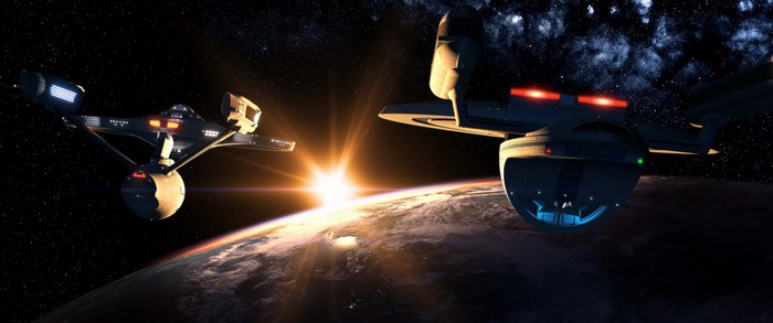 Star Trek VI The Undiscovered Country spaceships over planet