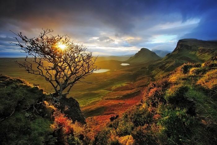 Sunset over a Mountainous Valley in Scotland