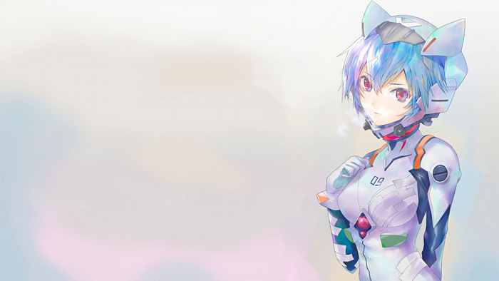 Rei Ayanami from Neon Genesis Evangelion in a white plugsuit