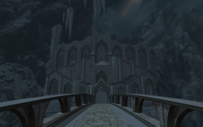 The Elder Scrolls V Skyrim screenshot of a snowy castle entrance