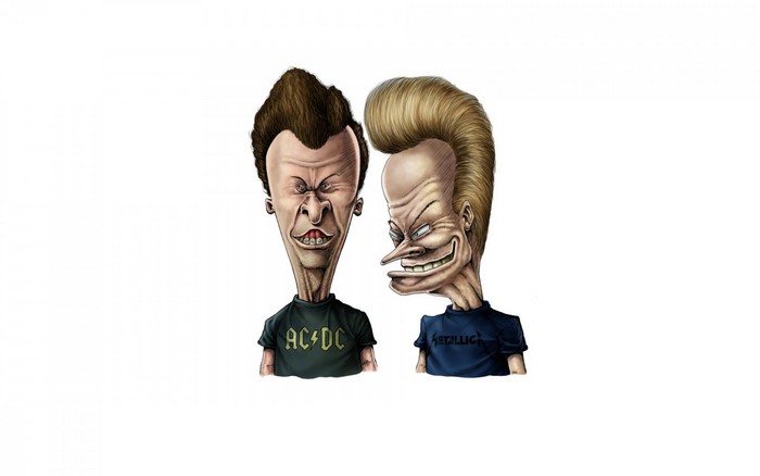 Beavis and Butt-Head wearing band t-shirts