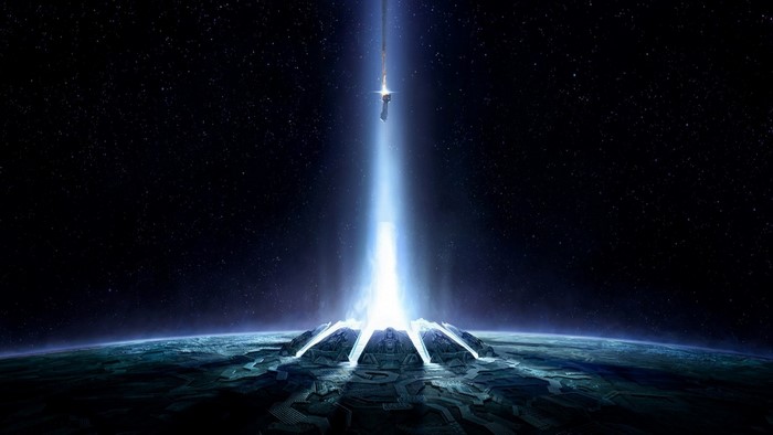 Halo artwork of a beam of light from space to Earth