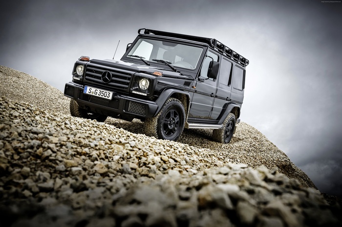Black Mercedes-Benz G 350 d Professional on gravel
