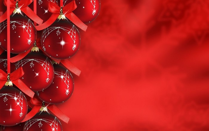 Red Christmas Ornaments with Ribbons
