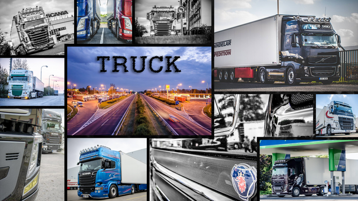 Collage of Trucks: Scania, Volvo, and DAF