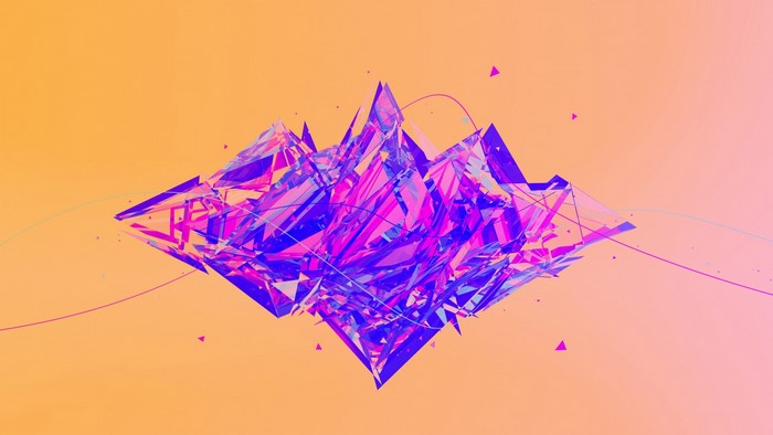 Abstract geometric crystal formation with flowing lines