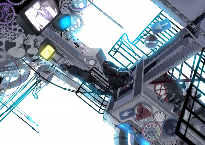 Kagerou Project characters in a mechanical environment