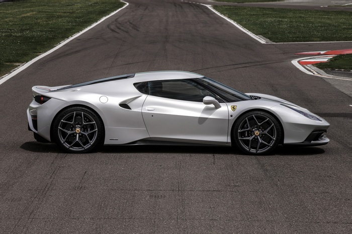 White Ferrari 458 MM Speciale on a Racetrack