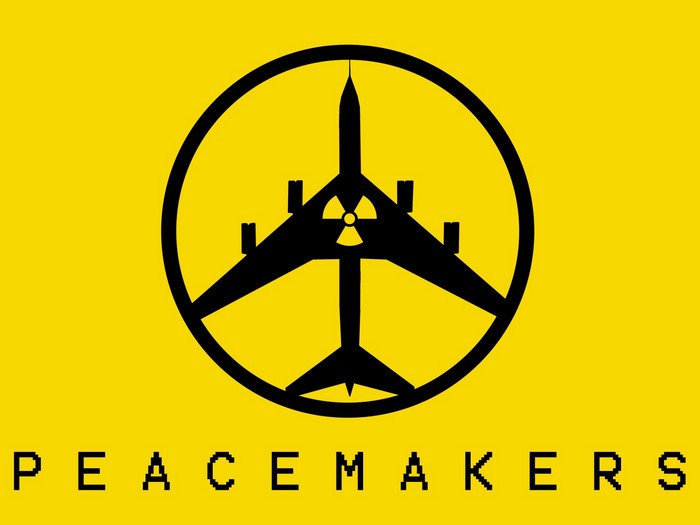 Peace Walker bomber with nuclear symbol and text
