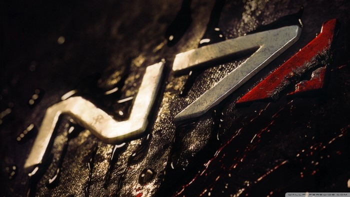 Mass Effect N7 logo with blood