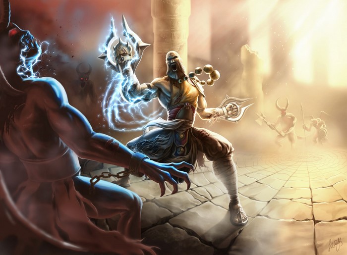 Monk fighting demons in Diablo III