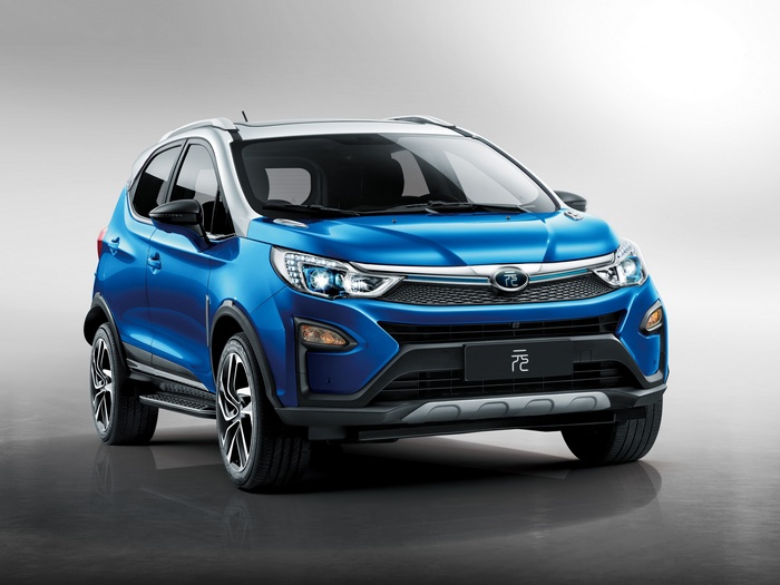 Blue BYD Yuan crossover car