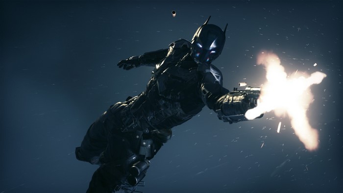 Batman firing a weapon in the dark