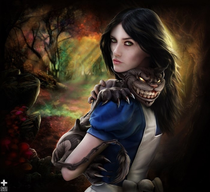 Alice Lidell with Cheshire Cat from American McGee's Alice
