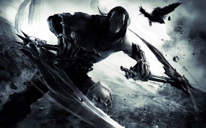 Death from Darksiders 2 with scythes and a crow