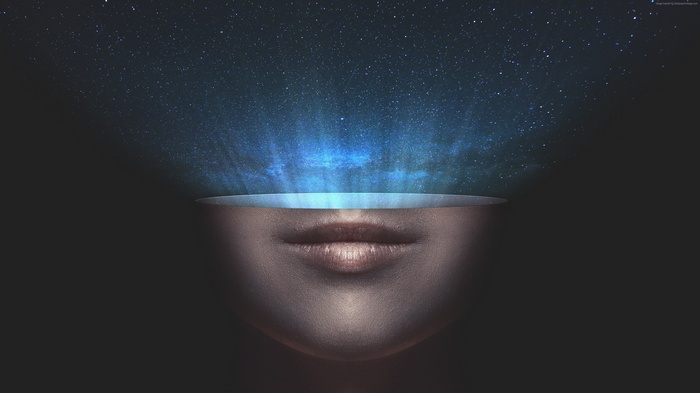 Lips with Universe and Stars Above