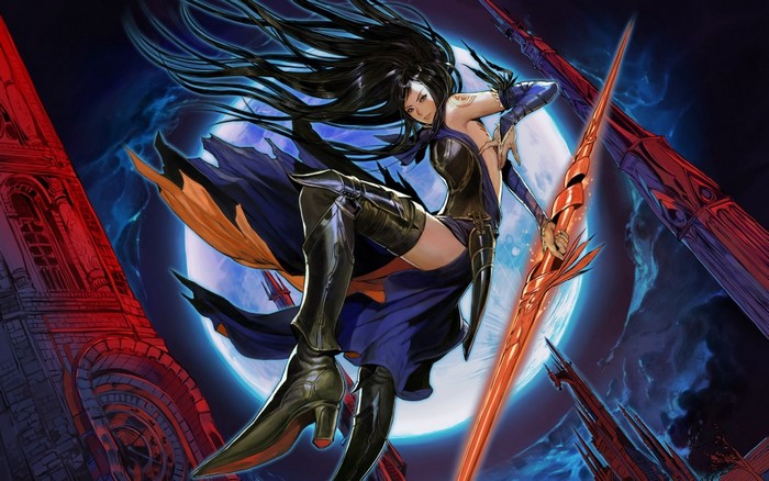 Castlevania illustration of a woman with a sword