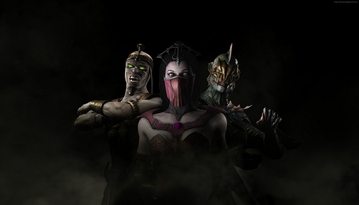 Mortal Kombat X characters: Scorpion, Mileena, and Reptile