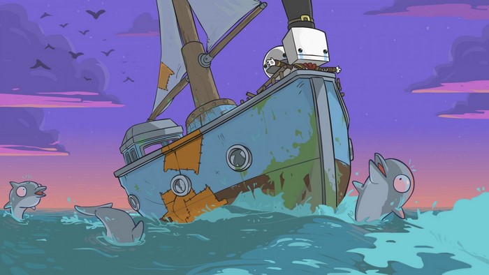BattleBlock Theater ship with dolphins