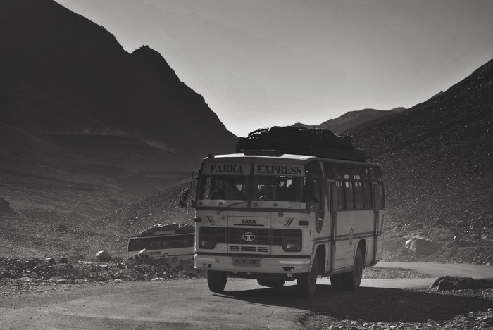 Bus on a mountain road