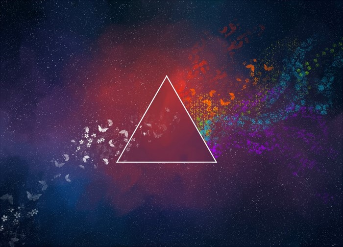 Abstract Galaxy with Triangle and Butterflies