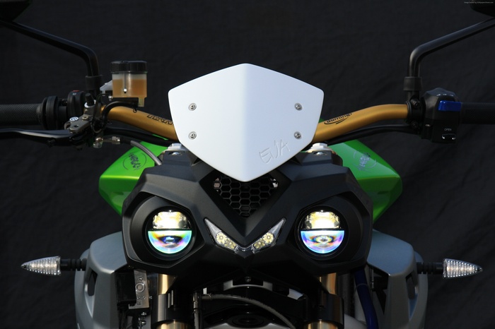 Energica Ego electric street fighter motorcycle front view
