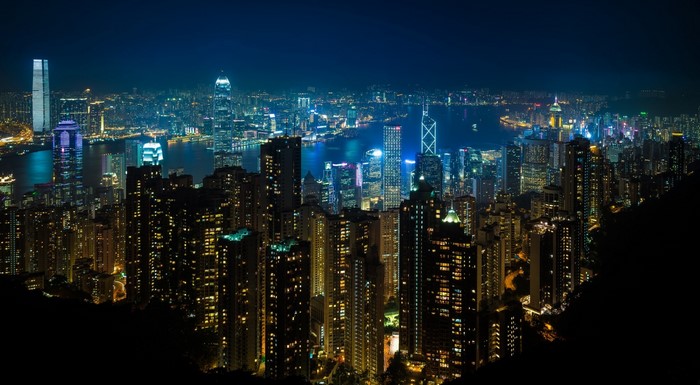 lights, street light, city, cityscape, Hong Kong, night, reflection ...