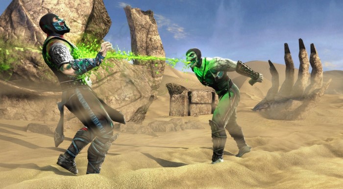 Scorpion and Sub-Zero fighting in Mortal Kombat