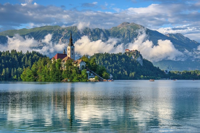 Lake Bled with Church Island and Mountains, Slovenia