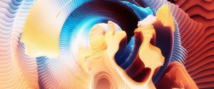 Abstract layered digital art with swirling colors