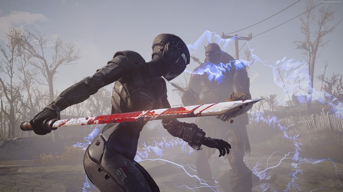 Fallout 4 Nexus mod: Character with sword and creature