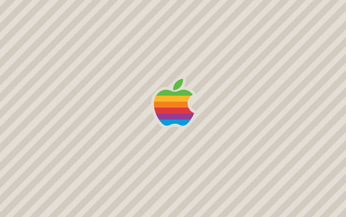 Rainbow Apple Logo on Striped Background