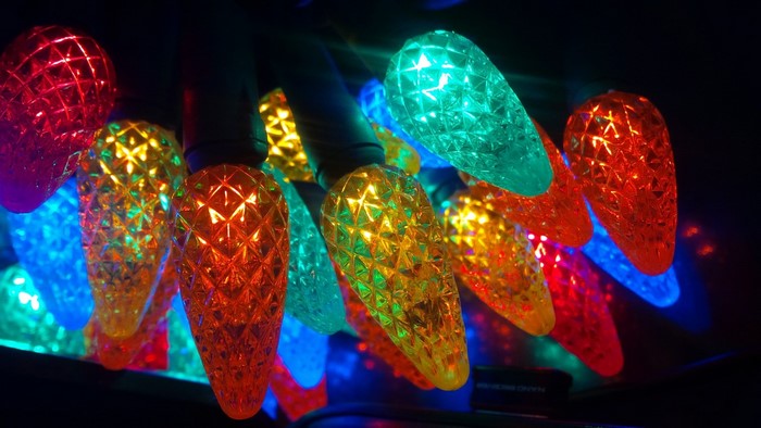 Close-up of colorful Christmas lights