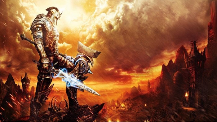 Warrior with glowing sword in Kingdoms of Amalur: Reckoning
