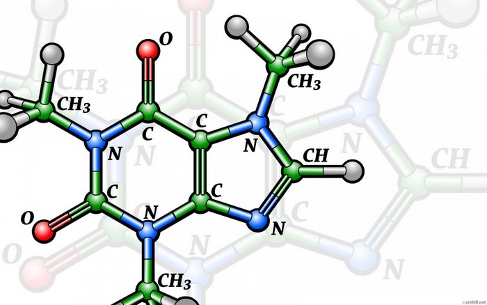 Caffeine molecule chemical structure diagram