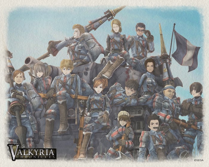 Valkyria Chronicles soldiers with a tank