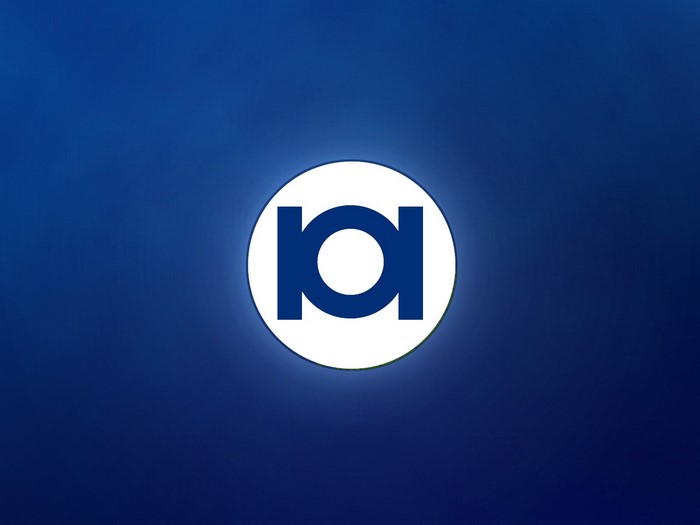 Logo with blue letters in a circle