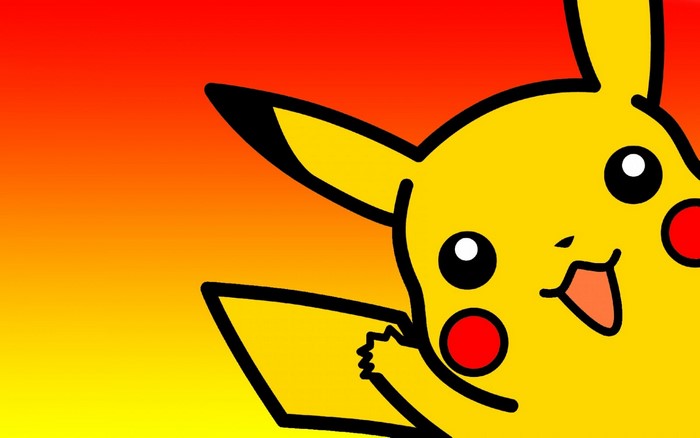Pikachu from Pokemon peeking from the side